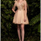 Beaded Lace Tulle A-Line Short Dress with Tulle Bow - Cinderella Divine CD0174