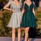 Beaded Lace Tulle A-Line Short Dress with Tulle Bow - Cinderella Divine CD0174