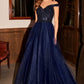 Sequns Lace Bodice and Tulle Off The Shoulder A-Line Dress by Cinderella Divine - CD0177 - Special Occasion