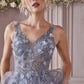 Floral Tulle A-line Women Formal Evening Gown - Cinderella Divine CD0181 -Special Occasion/Curves