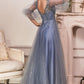 GLITTER TULLE A-LINE DRESS by Cinderella Divine CD0182 - Special Occasion/Curves