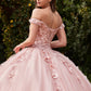 Off The Shoulder Layered Tulle Gown by Cinderella Divine CD0185 - Quinceanera