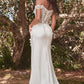 Off the Shoulder Floral Sheath Slit Bridal Gown by Cinderella Divine CD0186W