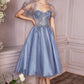 Puff Sleeves Corset Bodice Tea Length Short Tulle Dress by Cinderella Divine-CD0187