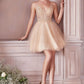 Floral Lace Bodice Tulle Cocktail Dress by Cinderella Divine CD0190