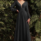 Cinderella Divine CD0192 LONG SLEEVE CHIFFON DRESS - Special Occasion/Curves