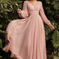 Cinderella Divine CD0192 LONG SLEEVE CHIFFON DRESS - Special Occasion/Curves