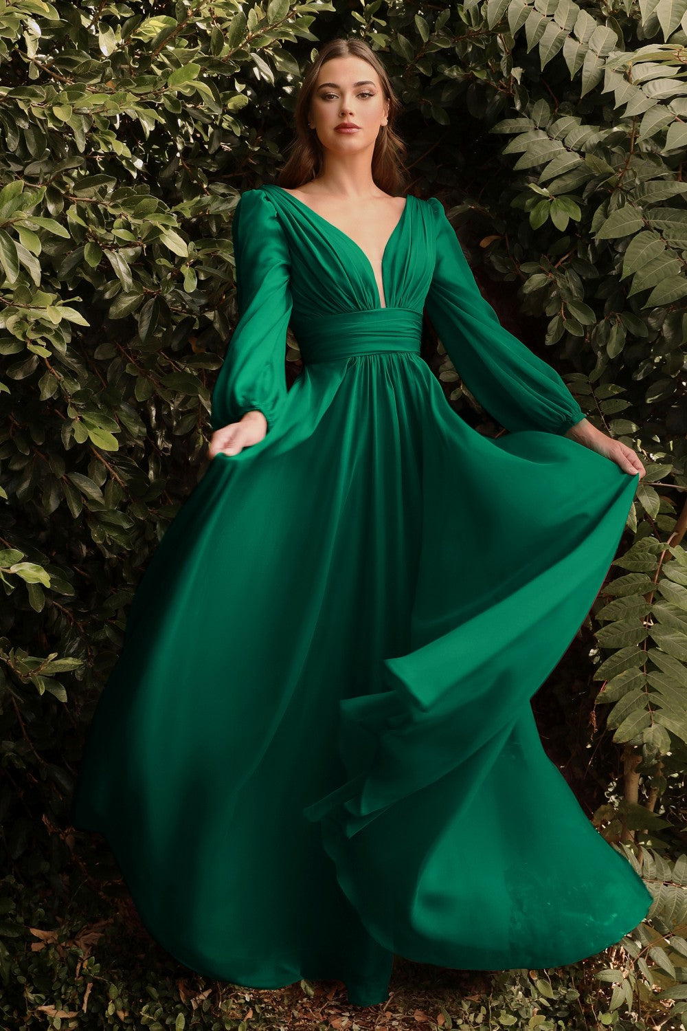 Cinderella Divine CD0192 LONG SLEEVE CHIFFON DRESS - Special Occasion/Curves