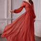 Cinderella Divine CD0192 LONG SLEEVE CHIFFON DRESS - Special Occasion/Curves