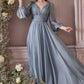 Cinderella Divine CD0192 LONG SLEEVE CHIFFON DRESS - Special Occasion/Curves