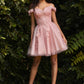 Off the Shoulder Lace Tulle Short Dress by Cinderella Divine - CD0194