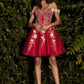 Off the Shoulder Lace Tulle Short Dress by Cinderella Divine - CD0194