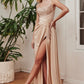 Hot Stone Draped Slit Women Formal Gown By Ladivine CD0201 - Special Occasion/Curves
