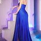 Hot Stone Draped Slit Women Formal Gown By Ladivine CD0201 - Special Occasion/Curves