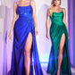 Hot Stone Draped Slit Women Formal Gown By Ladivine CD0201 - Special Occasion/Curves