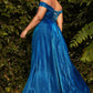 Off the Shoulder A-line Gown by Cinderella Divine CD210C - Special Occasion/Curves