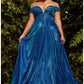Off the Shoulder A-line Gown by Cinderella Divine CD210C - Special Occasion/Curves