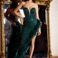 Strapless High Low Sequins Feather Gown by Cinderella Divine CD229 - Special Occasion