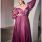 LONG SLEEVE CHIFFON DRESS by Cinderella Divine CD243C - Curves