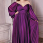 LONG SLEEVE CHIFFON DRESS by Cinderella Divine CD243C - Curves
