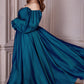 LONG SLEEVE CHIFFON DRESS by Cinderella Divine CD243C - Curves