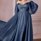 LONG SLEEVE CHIFFON DRESS by Cinderella Divine CD243C - Curves