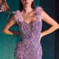 Feathered Iridescent Sequin Evening Formal Gown by Cinderella Divine - CD248 - Special Occasion
