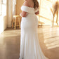Off the Shoulder Jersey Sheath Slit Bridal Gown Cinderella Divine CD930C