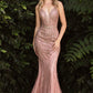 Rose-Gold Fitted Beaded Trumpet Dress with by Ladivine CD935 -Special Occasion