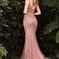 Fitted Beaded Trumpet Dress with by Ladivine CD935 - Special Occasion