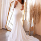 Off the Shoulder Stretch Jersey Slit Bridal Gown by Cinderella Divine CD944W