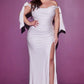 Off the Shoulder Tie Sleeve Pleated Mermaid Bridal Gown by Cinderella Divine - CD944WC