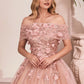 Strapless Glitter Tulle Ball Gown by Cinderella Divine CD955 - Special Occasions/Curves