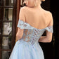 Off the Shoulder Lace Bodice Tulle A-Line Gown by Cinderella Divine CD961 - Special Occasion/Curves