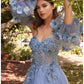 Long Sleeve Strapless Floral Off the Shoulder A-line Tulle Gown by Ladivine  CD962 - Special Occasion/Curves