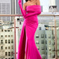 STRETCH SATIN GOWN WITH GLOVES by Cinderella Divine CD979 - Special Occasion