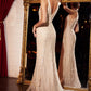 Beaded Lace Pastel Column Dress by Cinderella Divine CD981 - Special Occasion