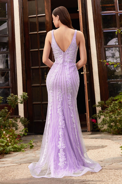 Beaded Lace Pastel Column Dress by Cinderella Divine CD981 - Special Occasion