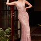 Beaded Lace Pastel Column Dress by Cinderella Divine CD981 - Special Occasion