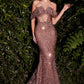 Off the Shoulder Sequin Sheer Bodice Mermaid Gown by Cinderella Divine CD985 - Special Occasion