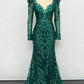 Long Sleeve Glitter Slit Gown By Ladivine CD989 - Women Evening Formal Gown - Special Occasion/Curves