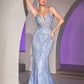 Fitted Beaded Mermaid Slit Gown By Ladivine CD992 - Women Evening Formal Gown - Special Occasion