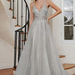 A-Line Beaded Lace Tulle Gown By Ladivine CD994 - Women Evening Formal Gown - Special Occasion