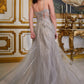 A-Line Beaded Lace Tulle Gown By Ladivine CD994 - Women Evening Formal Gown - Special Occasion