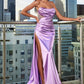 Strapless Fitted Santin Slit Women Formal Gown - Cinderella Divine CDS411 - Special Occasion