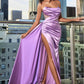 Strapless Fitted Santin Slit Women Formal Gown - Cinderella Divine CDS411 - Special Occasion