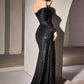 Sequin Off The Shoulder Long Sleeve Slit Women Formal Gown By Ladivine CH135 - Special Occasion/Curves