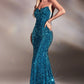 Strapless Sequin Gown by Cinderella Divine - CH151 - Special Occasion/Curves