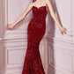 Strapless Sequin Gown by Cinderella Divine - CH151 - Special Occasion/Curves