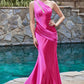One Shoulder Satin Gown by Cinderella Divine - CH164 - Special Occasion